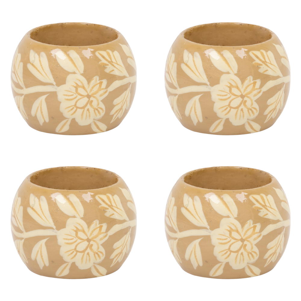À la - Servetringen floral print beige (set/4)