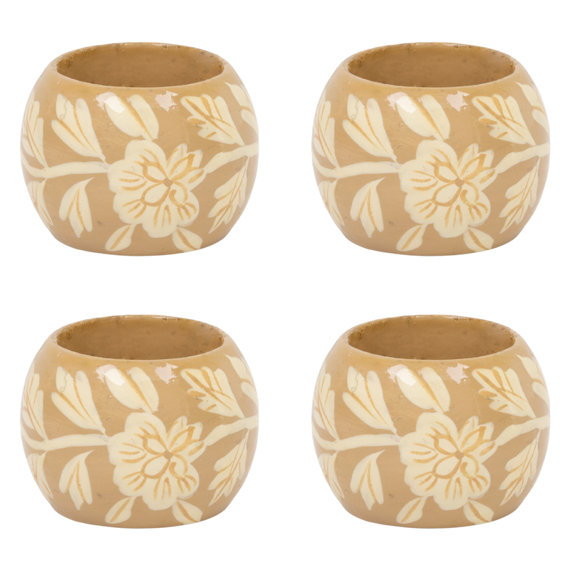À la - Servetringen floral print beige (set/4)