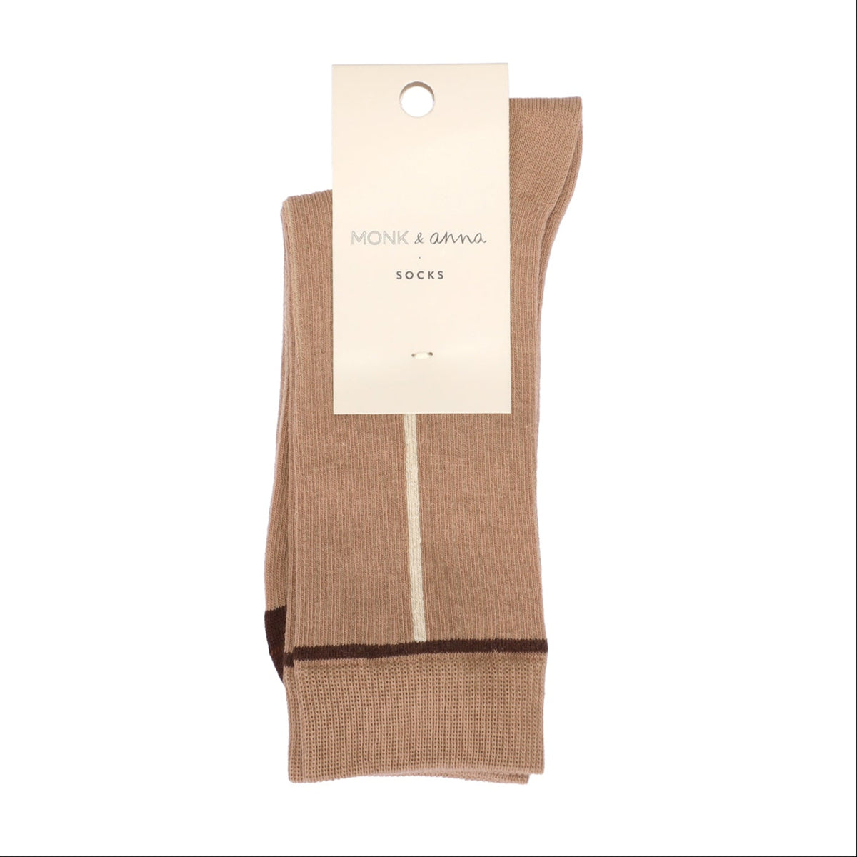 Monk & Anna Socks Graphic Line Clay – duurzame katoenen sokken
