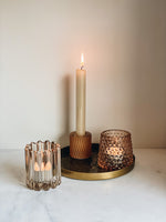 Bloom Mondays, glazen kandelaar inclusief kaars, nougat/pistache