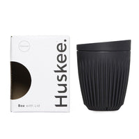 Huskee - Coffee cup & lid, charcoal medium
