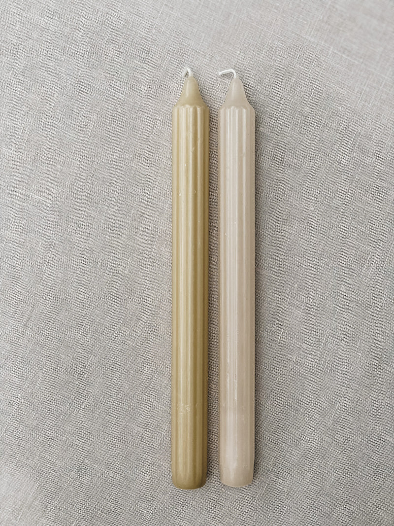 Rustik Lys - Eco-friendly dinerkaarsen grooved, pistache and blush set