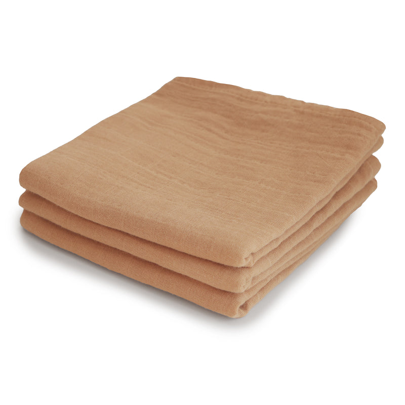Mushie - Muslin Swaddles 3-pack, fall yellow
