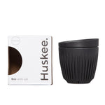 Huskee - Coffee cup & lid, charcoal small