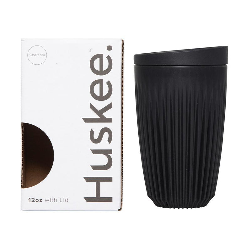 Huskee - Coffee cup & lid, charcoal large